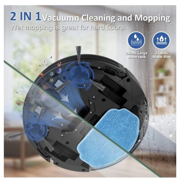 Robot Vacuum and Mop, 2 in 1 Robotic Vacuum Cleaner App/Voice Vacuum - Picture 5 of 13